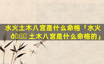 水火土木八宫是什么命格「水火 🐋 土木八宫是什么命格的」